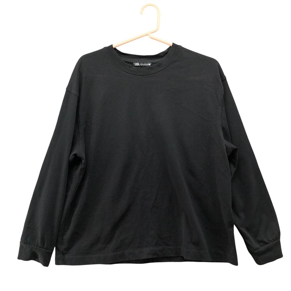 Zara Long Sleeve T Shirt Mens S‎ Crewneck Cotton Cuff Sleeves Solid Basic